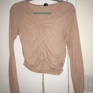 Ruched front shirt with adjustable string